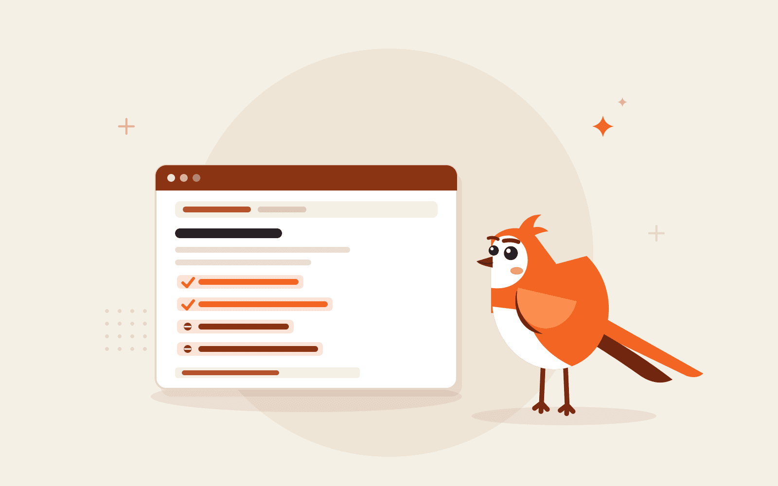 Larky standing guard beside an open robots.txt file window with allow and disallow rule badges